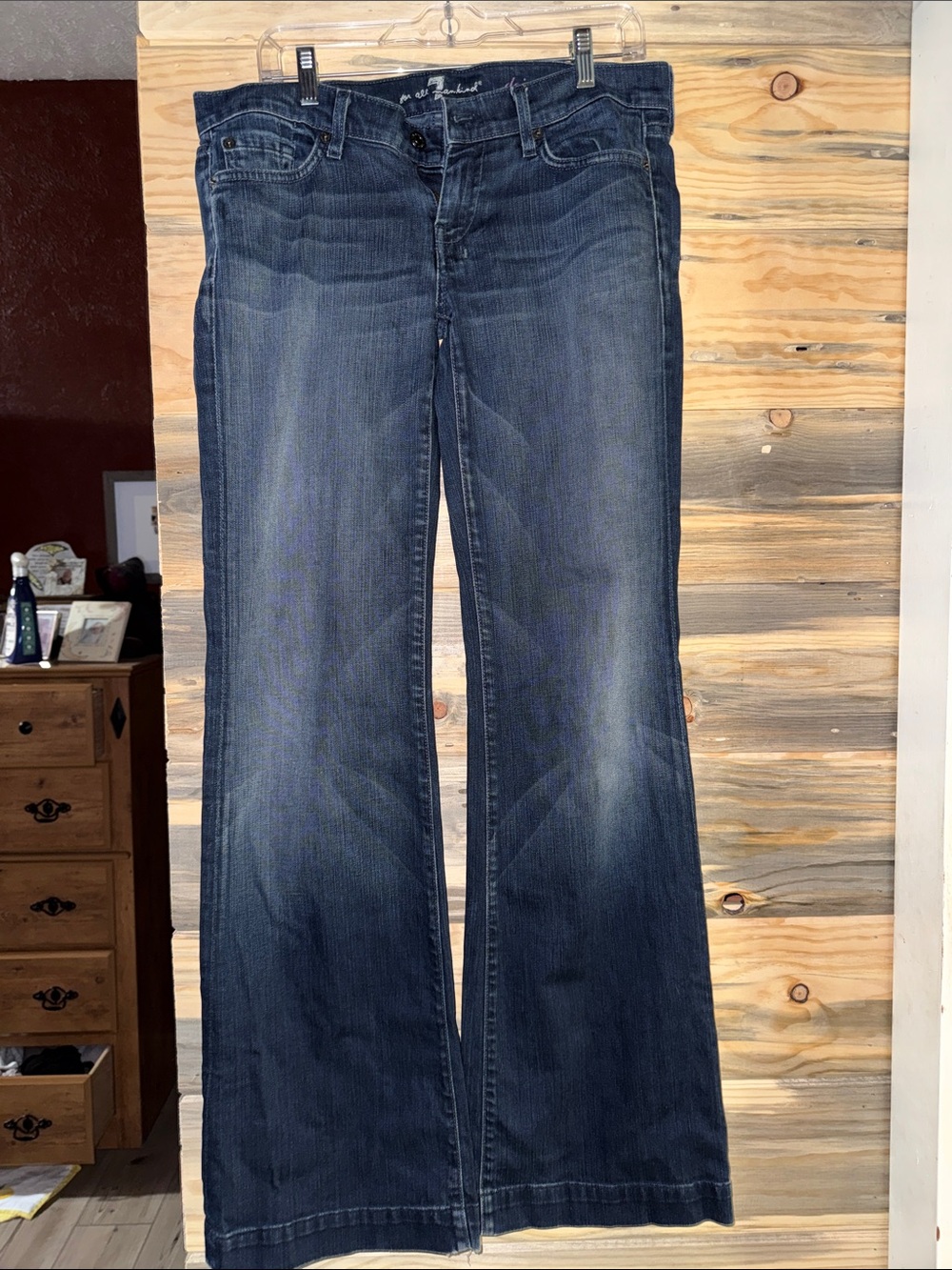7 For All Mankind Dark Blue Flare Jeans — Women's Wide Leg